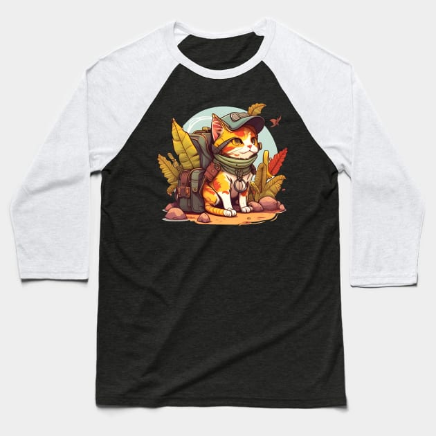 The Travelling Cats - Cat Travel Lover Baseball T-Shirt by Felix Rivera
